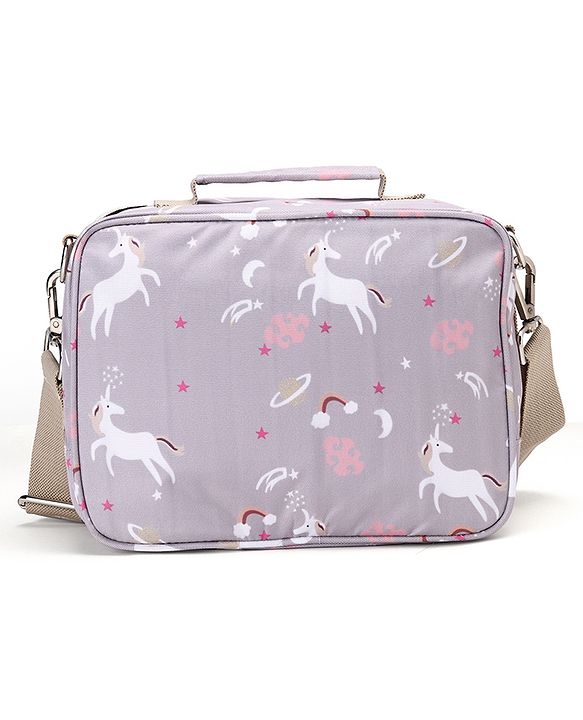 Babyhug Mini Travel Diaper Sling Bag Unicorn Theme- Blue