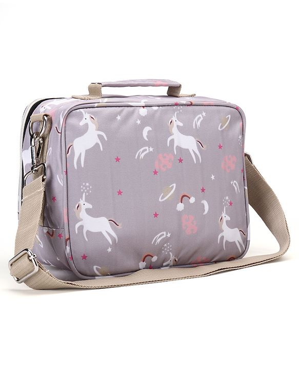 Babyhug Mini Travel Diaper Sling Bag Unicorn Theme- Blue