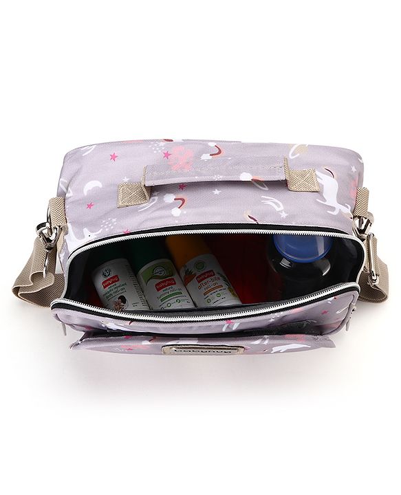 Babyhug Mini Travel Diaper Sling Bag Unicorn Theme- Blue