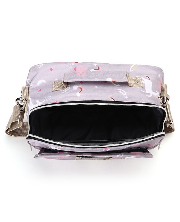 Babyhug Mini Travel Diaper Sling Bag Unicorn Theme- Blue