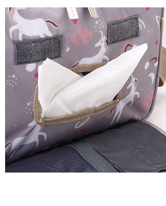 Babyhug Mini Travel Diaper Sling Bag Unicorn Theme- Blue