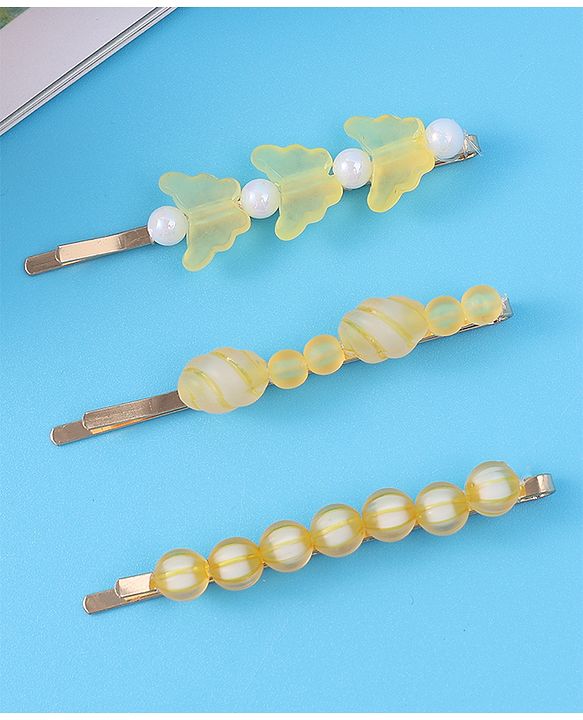 Pine Kids Hair Pins And Clips Pack of 3 - Yellow
