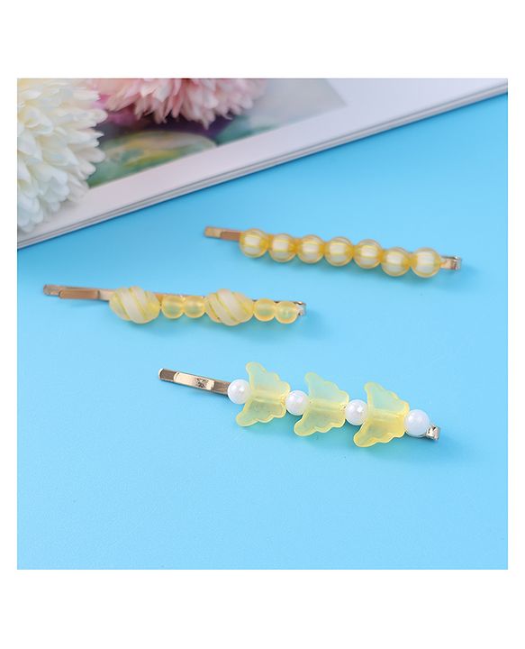 Pine Kids Hair Pins And Clips Pack of 3 - Yellow