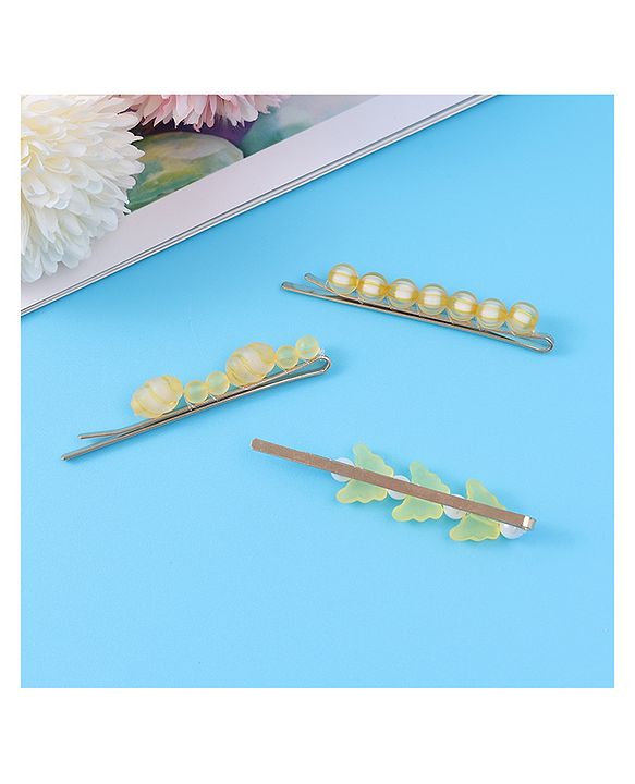 Pine Kids Hair Pins And Clips Pack of 3 - Yellow