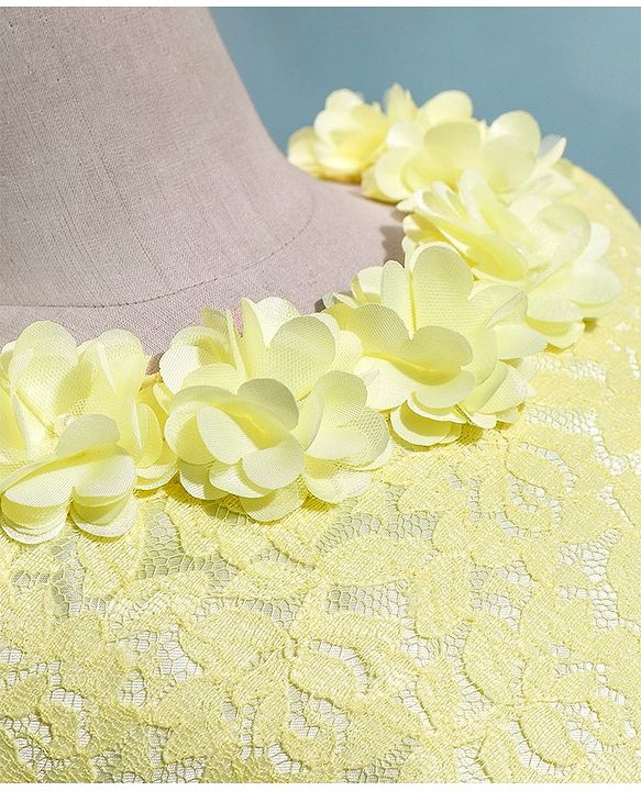 Babyhug Sleeveless A Line  Party Frock with Floral Corsage & Frill Detailing  - Yellow