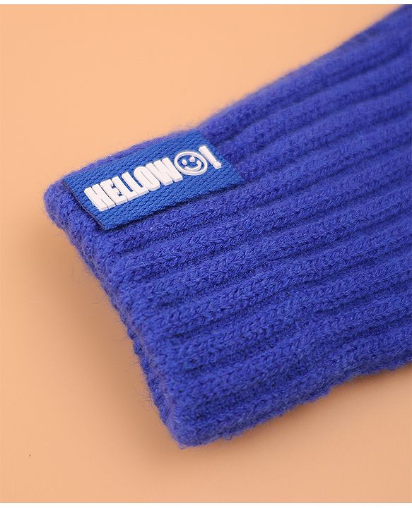 Pine Kids Pair of Winter Gloves with Text Patch- Blue