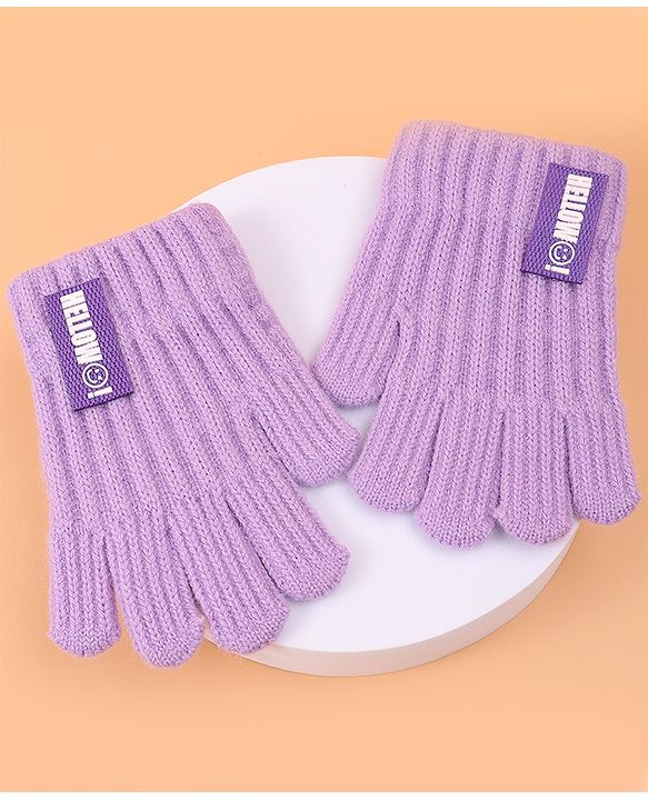 Pine Kids Pair of Winter Gloves with Text Patch- Pink