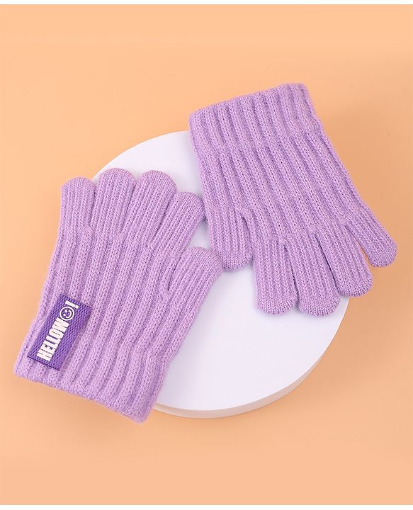 Pine Kids Pair of Winter Gloves with Text Patch- Pink