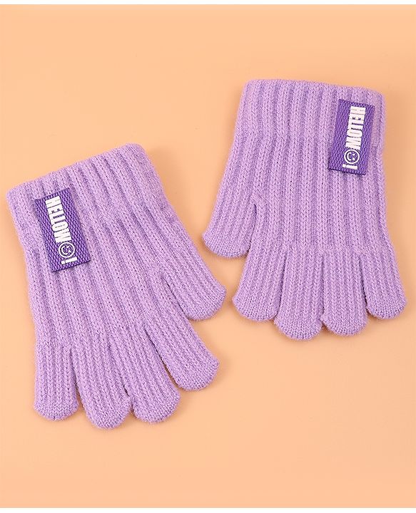 Pine Kids Pair of Winter Gloves with Text Patch- Pink