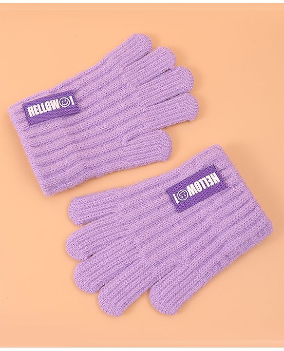 Pine Kids Pair of Winter Gloves with Text Patch- Pink