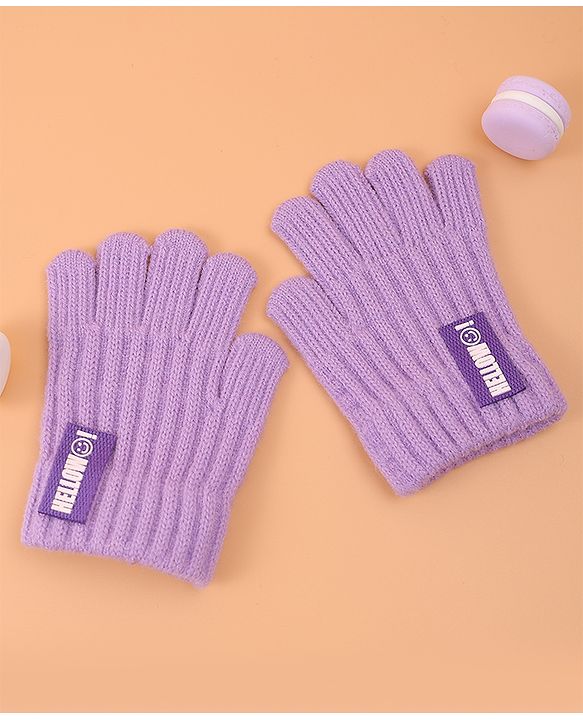 Pine Kids Pair of Winter Gloves with Text Patch- Pink
