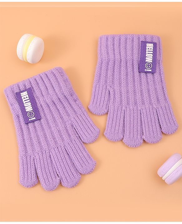 Pine Kids Pair of Winter Gloves with Text Patch- Pink