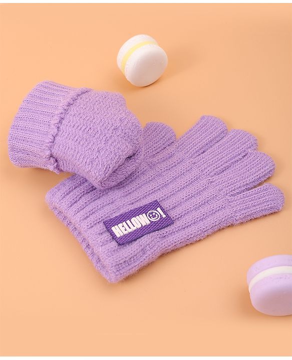 Pine Kids Pair of Winter Gloves with Text Patch- Pink