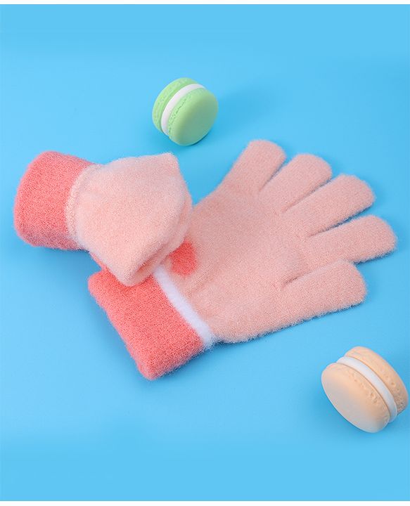 Pine Kids Pair of Winter Gloves With Heart Design - Pink