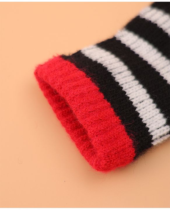 Pine Kids Pair of  Winter Gloves With Strips Design - Red