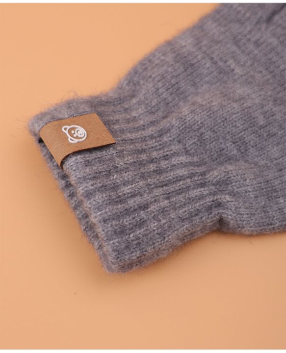 Pine Kids Pair Of Winter Gloves With Bear Patch - Grey