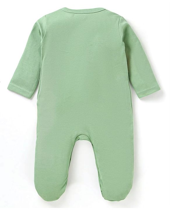 Babyhug Cotton Knit Full Sleeves Striped & Dino Printed Sleep Suits Pack of 2 - Yellow & Green