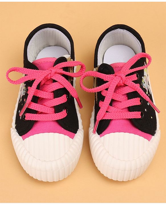Cute Walk by Babyhug Lace Up Causal Shoes With Unicorn Print - Black