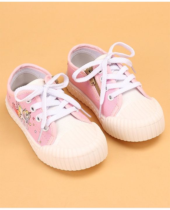 Cute Walk by Babyhug Lace Up Causal Shoes With Unicorn Print - Black