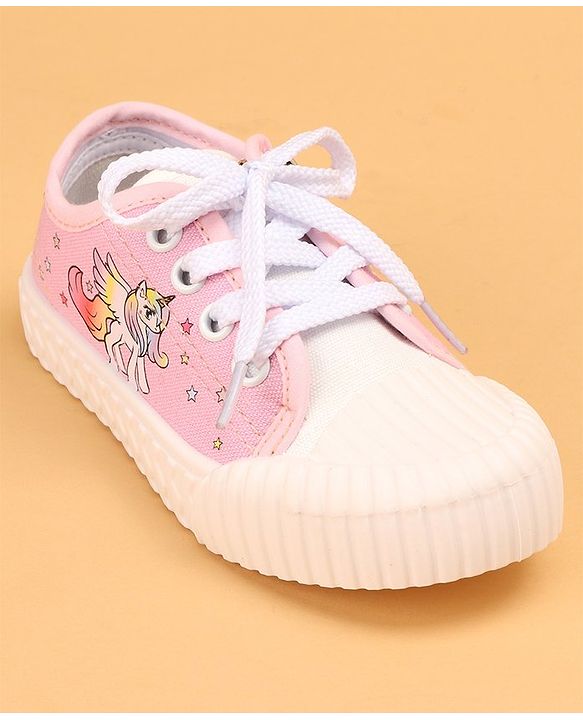Cute Walk by Babyhug Lace Up Causal Shoes With Unicorn Print - Black