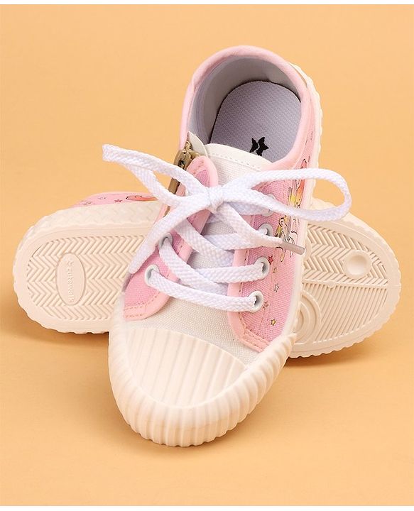 Cute Walk by Babyhug Lace Up Causal Shoes With Unicorn Print - Black