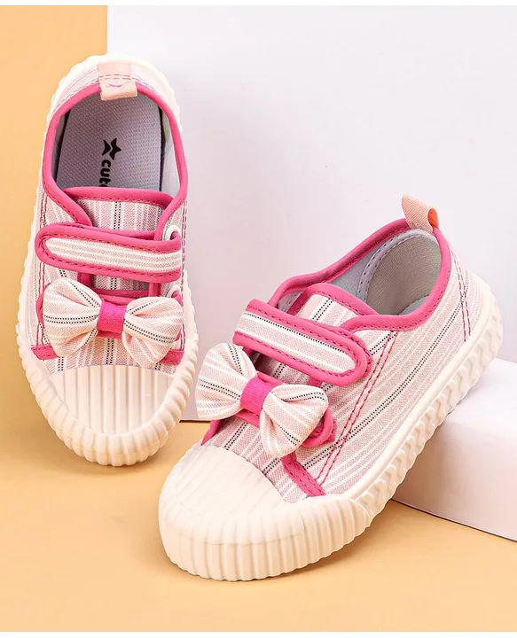 Buy Cute Walk by Babyhug Velcro Closure Causal Shoes with Bow Applique Pink for Girls 9 12 Months Online Shop at FirstCry 18081664