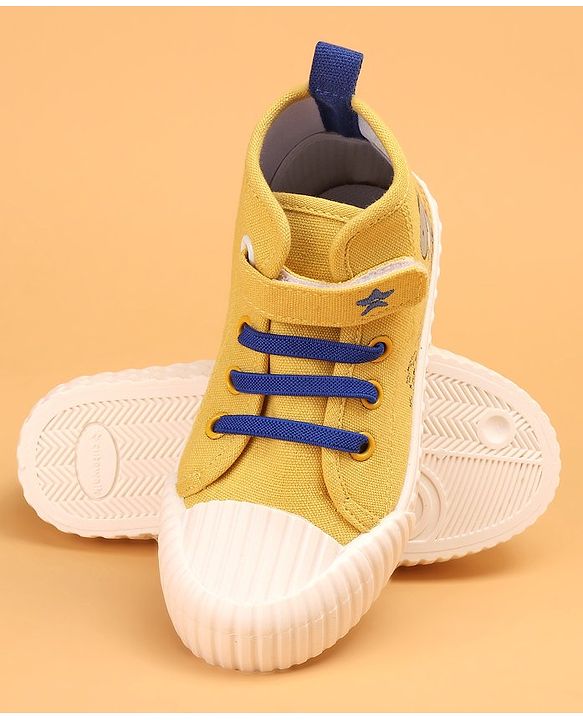Cute Walk by Babyhug Causal Shoes with Velcro Closure  &  Dino Print - Yellow