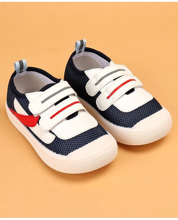 Cute Walk by Babyhug Double Velcro Closure Color Block Print Casual Shoes - Navy Blue