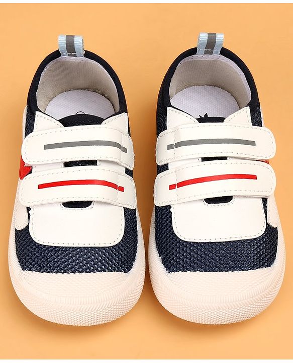 Cute Walk by Babyhug Double Velcro Closure Color Block Print Casual Shoes - Navy Blue