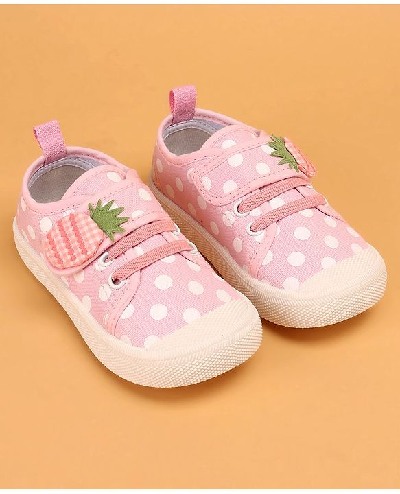 Cute Walk by Babyhug Slip On Casual Shoes with Velcro Closure Polka Dots Print - Pink