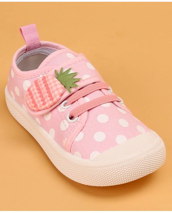 Cute Walk by Babyhug Slip On Casual Shoes with Velcro Closure Polka Dots Print - Pink