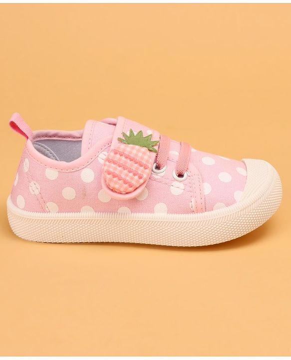 Cute Walk by Babyhug Slip On Casual Shoes with Velcro Closure Polka Dots Print - Pink