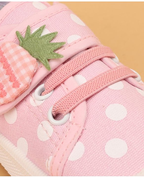Cute Walk by Babyhug Slip On Casual Shoes with Velcro Closure Polka Dots Print - Pink