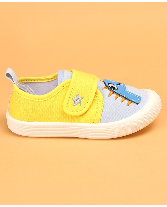 Cute Walk by Babyhug Casual Shoes with Velcro Closure & Dinosaur Patch - Yellow