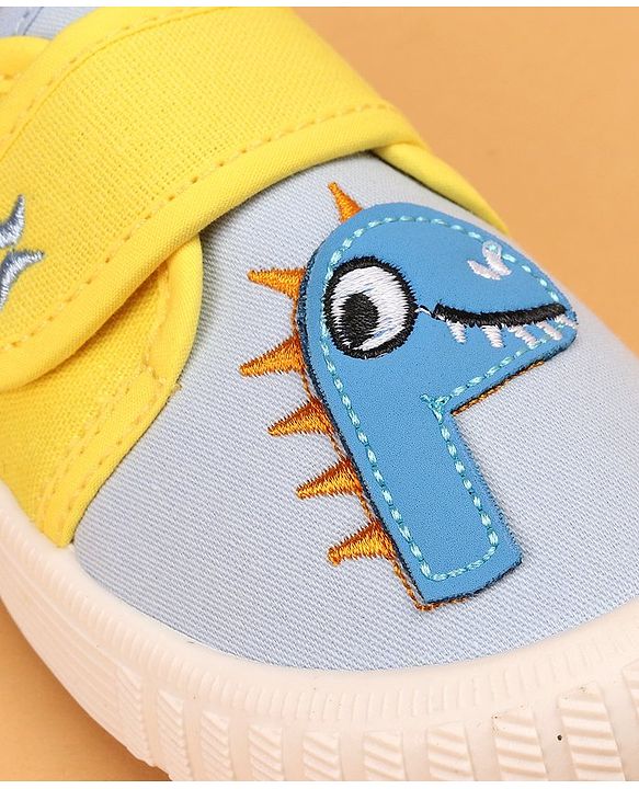 Cute Walk by Babyhug Casual Shoes with Velcro Closure & Dinosaur Patch - Yellow