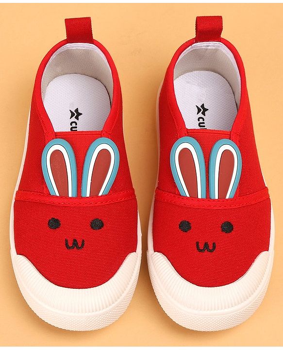 Cute Walk by Babyhug Casual Shoes with Bunny Face Applique - Red