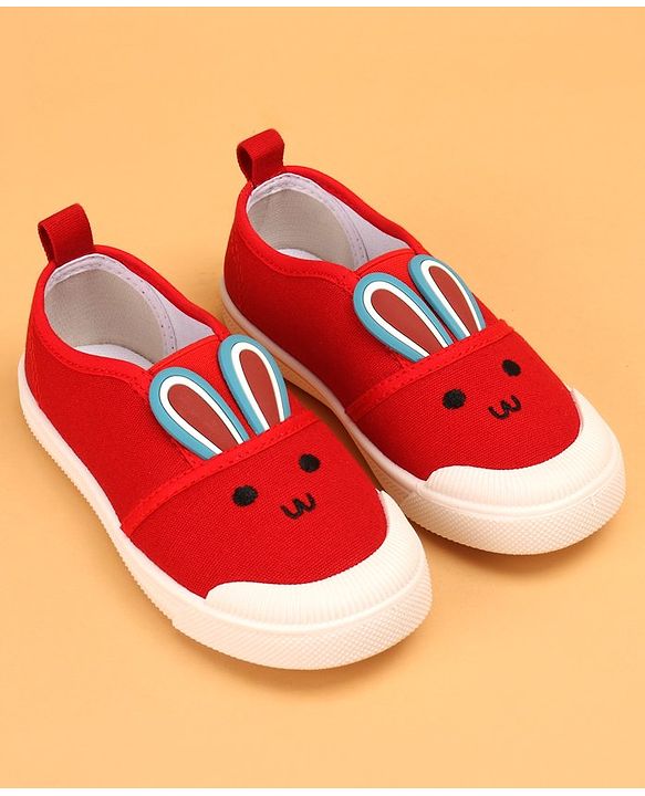 Cute Walk by Babyhug Casual Shoes with Bunny Face Applique - Red