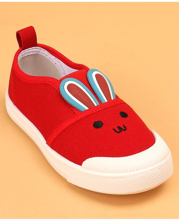 Cute Walk by Babyhug Casual Shoes with Bunny Face Applique - Red