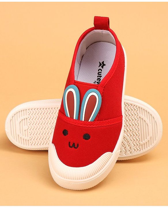 Cute Walk by Babyhug Casual Shoes with Bunny Face Applique - Red
