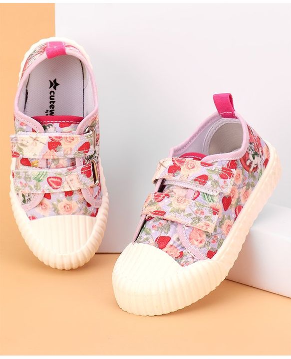 Cute Walk by Babyhug Casual Shoes with Velcro Closure Floral Print - Purple