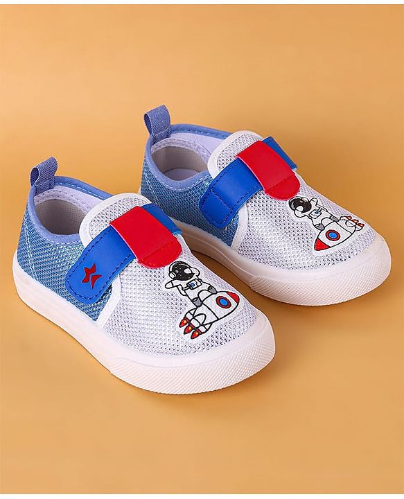 Cute Walk by Babyhug Slip On Casual Shoes with Velcro Closure Astronaut Print - White & Blue