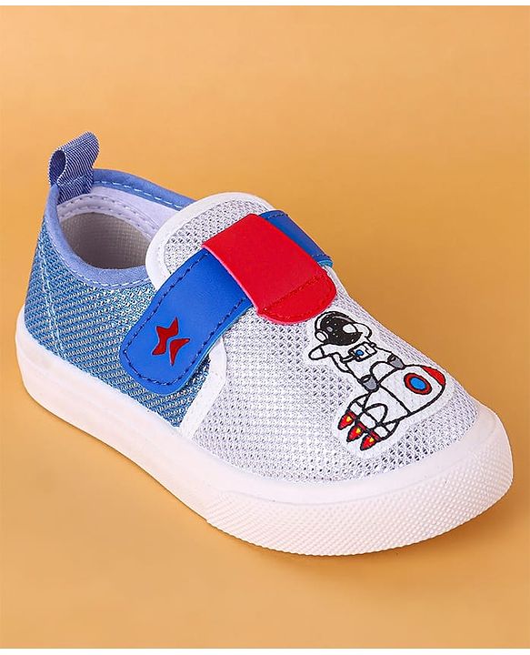 Cute Walk by Babyhug Slip On Casual Shoes with Velcro Closure Astronaut Print - White & Blue
