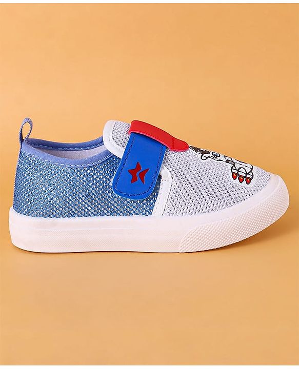 Cute Walk by Babyhug Slip On Casual Shoes with Velcro Closure Astronaut Print - White & Blue