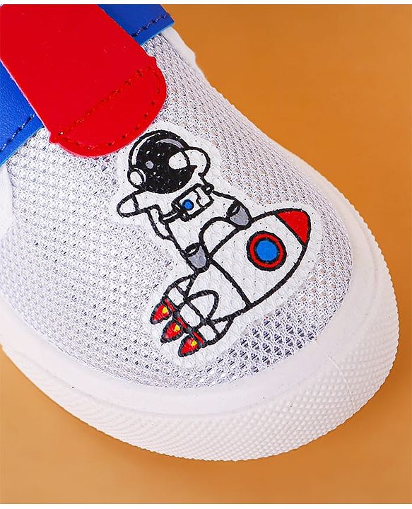 Cute Walk by Babyhug Slip On Casual Shoes with Velcro Closure Astronaut Print - White & Blue