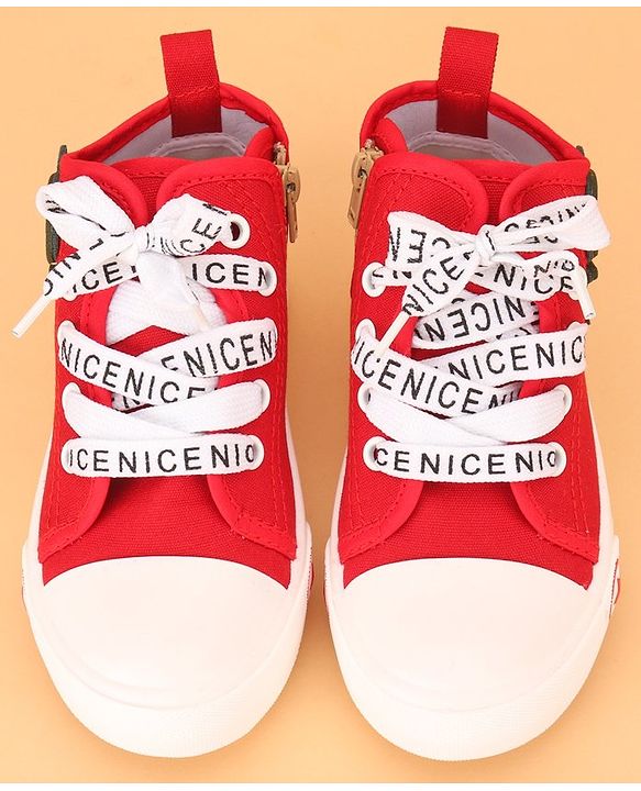 Cute Walk by Babyhug Lace up Casual Shoes With Dino Applique - Red