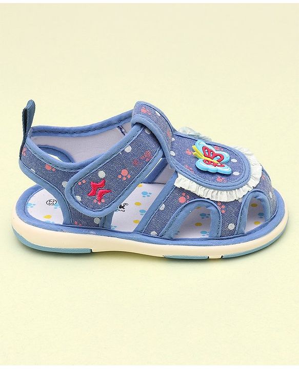 Cute Walk by Babyhug Sandals With Velcro Closure & Butterfly Applique - Blue