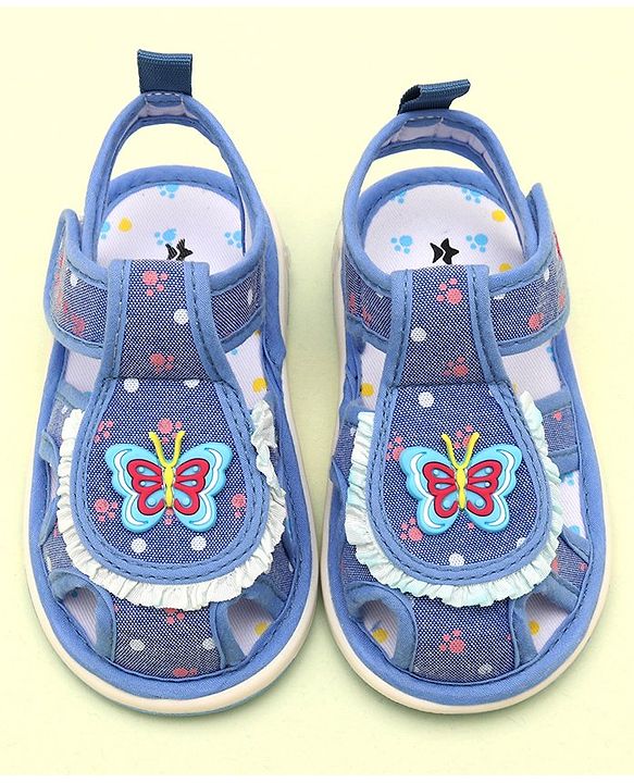 Cute Walk by Babyhug Sandals With Velcro Closure & Butterfly Applique - Blue