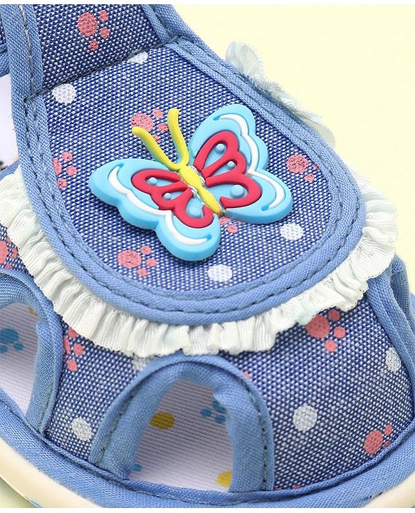 Cute Walk by Babyhug Sandals With Velcro Closure & Butterfly Applique - Blue
