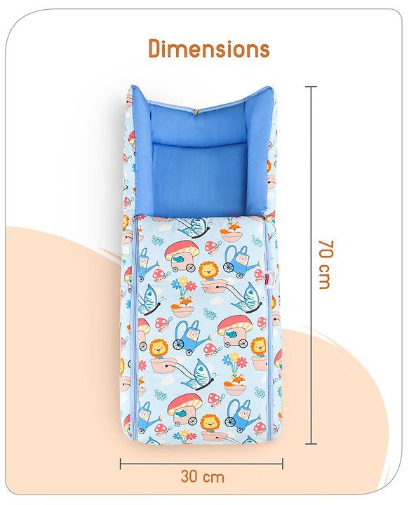 Babyhug Cotton Sleeping Bag Cum Carry Nest Mushroom & Animal Print - Blue