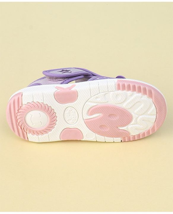 Cute Walk by Babyhug Velcro Closure Sandals with Floral Applique  - Purple